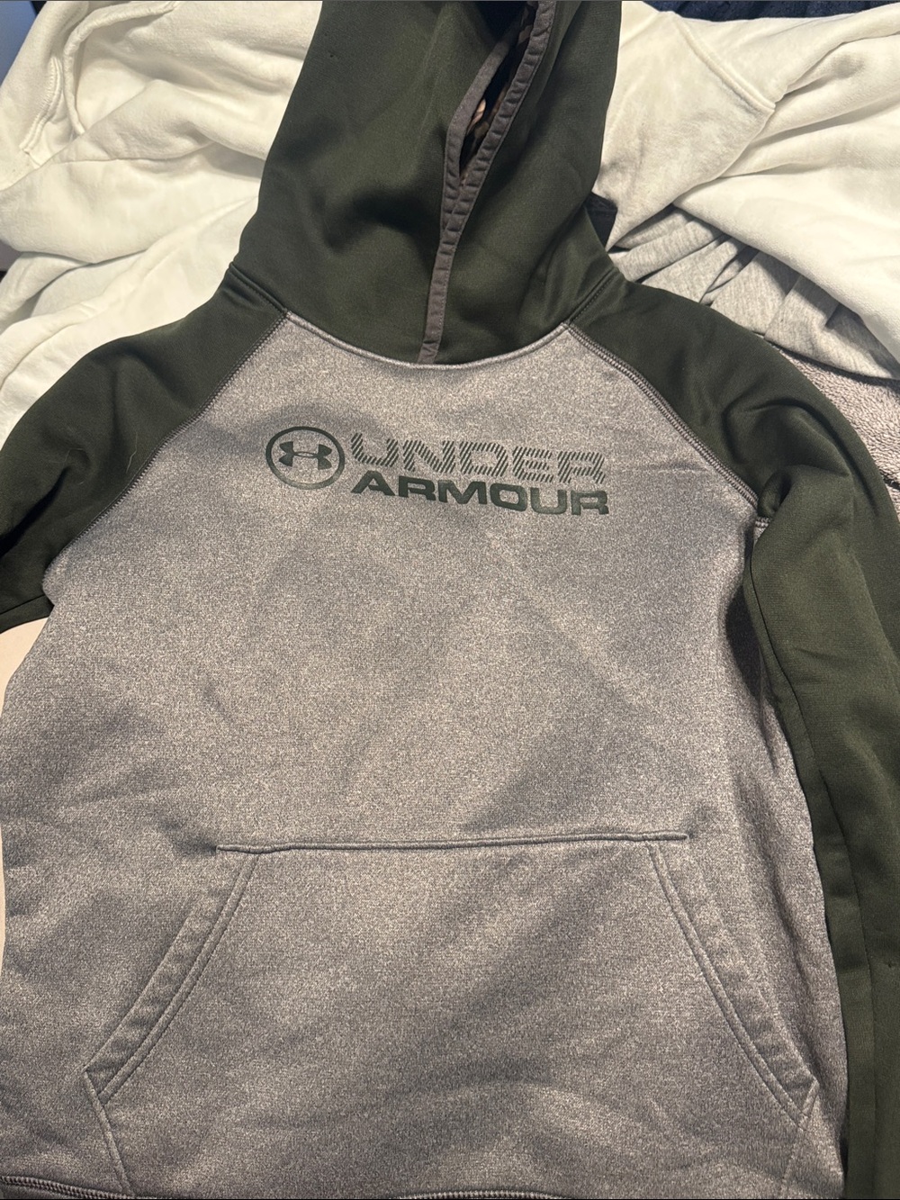 Under Armour Gray & Olive Green Pullover Hoodie